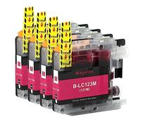 Go Inks 4 Magenta Ink Cartridges to replace Brother LC123M Compatible/non-OEM for Brother DCP and MFC Printers