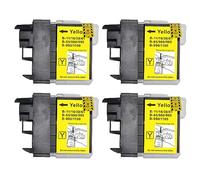 Go Inks 4 Yellow Ink Cartridges to replace Brother LC980Y and LC1100Y Compatible/non-OEM for Brother DCP and MFC Printers, High Capacity