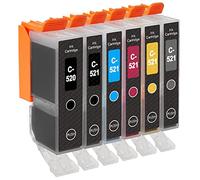 Go Inks 1 Set of 6 Ink Cartridges to replace PGI-520 & CLI-521 Compatible/non-OEM for PIXMA Printers (6 Pack)
