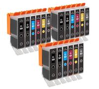 Go Inks C-520 & C-521 Compatible Set of 6 Ink Cartridges to Canon PGI-520 & CLI-521 for use with Canon PIXMA Printers (Pack of 18)