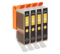 Go Inks C-521Y Compatible Yellow Ink Cartridge to replace Canon CLI-521Y for use with Canon PIXMA Printers (Pack of 4), High Capacity (XL)