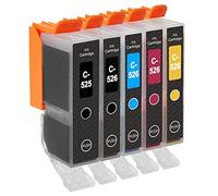 Go Inks C-525 & C526 Set of 5 Ink Cartridges to replace Canon PGI-525 & CLI-526 Compatible / non-OEM for PIXMA Printers (5 Pack), Multi-Colour (Black, Cyan, Magenta, Yellow)