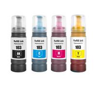 Go Inks Set of 4 Ink Bottles to replace Epson 103 Compatible/non-OEM for EcoTank Printers,Black, Cyan, Magenta, Yellow,70ml
