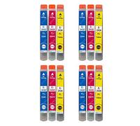 Go Inks Compatible 24XL C/M/Y Ink Cartridges - 12 Pack XL Colour Set replaces T2438 for Epson XP-55, XP-65, XP-750, XP-760, XP-850, XP-860, XP-950, XP-960, XP-970 - Cyan, Magenta, Yellow - 12ml