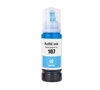 Go Inks Compatible Light Cyan 107LC Refill Ink Bottle Replacement for Epson EcoTank Printers - 70ml