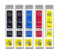 Go Inks 1 Set of 4 + extra Black Ink Cartridges to replace Epson T0715+711 Compatible/non-OEM for Epson Stylus Printers (5 Inks)