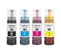 Go Inks Set of 4 Ink Bottles to replace Epson 103 Compatible/non-OEM for EcoTank Printers,Black, Cyan, Magenta, Yellow,70ml