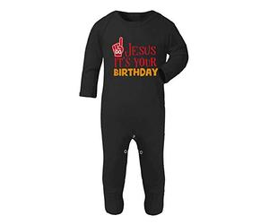 Go Jesus It's Your Birthday [BCX] Baby Romper Jumpsuit with feet, 0-3 Months, Black