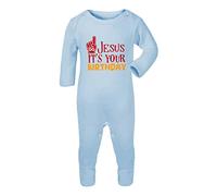 Go Jesus It's Your Birthday [BCX] Baby Romper Jumpsuit with feet, 6-12 Months, Pastel Blue