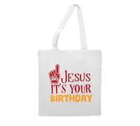 Go Jesus it's your birthday [BCX] tote style shopping bag - white