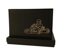 Go Kart Engraved Mens Leather Wallet - Personalised Gift, Available with Gift Box