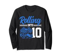 Go Kart Racing 10th Birthday Rolling Into 10 Funny Boys Kids Long Sleeve T-Shirt