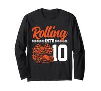Go Kart Racing 10th Birthday Rolling Into 10 Funny Boys Kids Long Sleeve T-Shirt