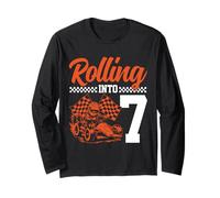 Go Kart Racing 7th Birthday Rolling Into 7 Funny Boys Kids Long Sleeve T-Shirt