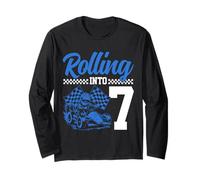 Go Kart Racing 7th Birthday Rolling Into 7 Funny Boys Kids Long Sleeve T-Shirt