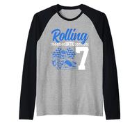 Go Kart Racing 7th Birthday Rolling Into 7 Funny Boys Kids Raglan Baseball Tee