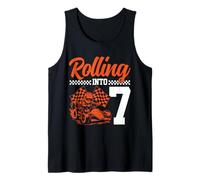 Go Kart Racing 7th Birthday Rolling Into 7 Funny Boys Kids Tank Top