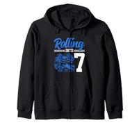 Go Kart Racing 7th Birthday Rolling Into 7 Funny Boys Kids Zip Hoodie