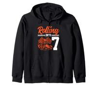 Go Kart Racing 7th Birthday Rolling Into 7 Funny Boys Kids Zip Hoodie