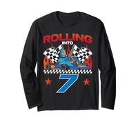 Go Kart Racing 7th Birthday Vintage Rolling Into 7 Long Sleeve T-Shirt