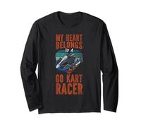 Go Kart Racing Mom Girlfriend Vintage My Heart Belongs To A Long Sleeve T-Shirt