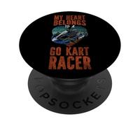 Go Kart Racing Mom Girlfriend Vintage My Heart Belongs To A PopSockets Adhesive PopGrip