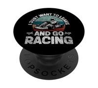 Go Kart Racing Vintage I Just Want To Leave And Go Racing PopSockets Adhesive PopGrip