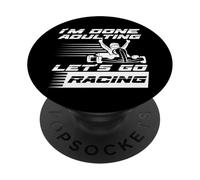 Go Kart Racing Vintage I'm Done Adulting Let's Go Racing PopSockets Adhesive PopGrip