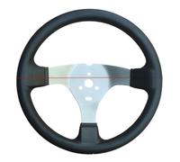 Go Kart Steering Wheel 30cm Black Rubber Rim Silver Metal Spokes 3 | 30cm diameter with black rubber rim and silver metal 3-spoke construction for go karts and ATVs