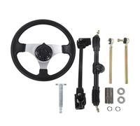 Go Kart Steering Wheel Assembly Set, Adjustable 300mm Diameter Steering Wheel Kit with Tie Rod Rack Shaft for 150cc-250cc Engines, Compatible with Chinese Go Kart Quad