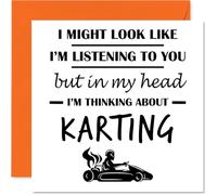 Go Karting Birthday Card for Men Women - In my Head - Happy Birthday Card for Grandma Cousin Neighbour Daughter, 145mm Bday Greeting Cards