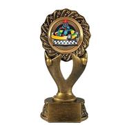 Go Karting Trophy Award Antique Gold 160mm Rosette Resin Free Engraving -RFH006-CL