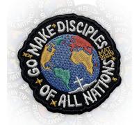 Go Make Disciples of All Nations Patch 3 Inches Earth Christian Cross Bible Verse Religious Jesus Iron On/Sew On Embroidery Fabric Applique Patches for Trucker Hats Clothes Backpack DIY Accessories