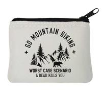 Go Mountain Biking Worst Case Scenario A Bear Kills You Neoprene Coin Purse Pouch 10x11cm White