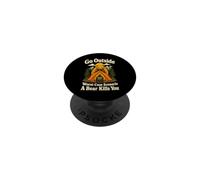 Go Outside Funny Bear Tent Camping Joke PopSockets Adhesive PopGrip