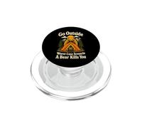 Go Outside Funny Bear Tent Camping Joke PopSockets PopGrip for MagSafe
