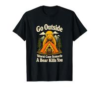 Go Outside Funny Bear Tent Camping Joke Value Graphic T-Shirt