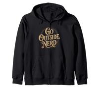 Go Outside Nerd Humorous Introvert Extrovert Humor Women Men Zip Hoodie