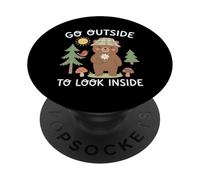 Go Outside To Look Inside Funny Hiking Camping Hike Camper PopSockets Adhesive PopGrip