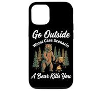 Go Outside Worst Case Scenario A Bear Kills You Funny Hiking Case for iPhone 12/12 Pro