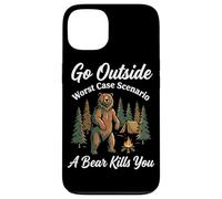 Go Outside Worst Case Scenario A Bear Kills You Funny Hiking Case for iPhone 13