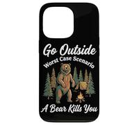 Go Outside Worst Case Scenario A Bear Kills You Funny Hiking Case for iPhone 13 Pro