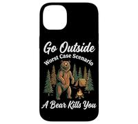 Go Outside Worst Case Scenario A Bear Kills You Funny Hiking Case for iPhone 14 Plus