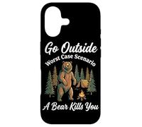 Go Outside Worst Case Scenario A Bear Kills You Funny Hiking Case for iPhone 17