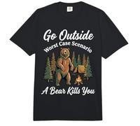 Go Outside Worst Case Scenario A Bear Kills You Funny Hiking Comfort Colors Adult Heavyweight T-Shirt