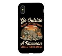 Go Outside Worst Case Scenario Raccoon Steals Snacks Retro Case for iPhone X/XS