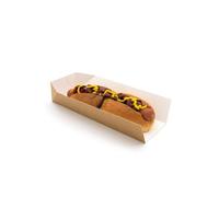 Go-Pak Kraft Buff Disposable Takeaway Cardboard Open Ended Hot Dog Tray Wrap Food Packaging [BFSOEHDK] (500)