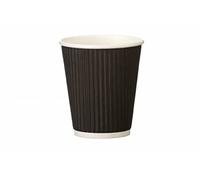Go-Pak Pack of 50 - 8oz (227ml) Black Triple Wall Ripple Paper Coffee Cups