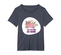 Go Pig Or Home Funny Pig Humor Stupid Dad Joke T-Shirt, Women's Plus, Heather Blue, 3X