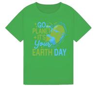 Go Planet Its Your Earth Day T Shirt Save The Planet Shirt Environmental Awareness Graphic Tee Gift for Kids Kelly Green 7-8Y